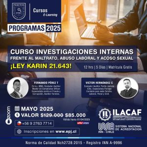 Curso Investigaciones Internas Frente al Maltrato, Abuso Laboral y Acoso Sexual Ley Karin (4°Versión)